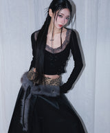 fur loop eyelet belt - deep blue