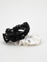 Silver starlight scrunch [ white, black ] 