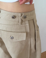 Weta Back Pocket Snap Pintuck Bizo Wide Military Cotton Pants