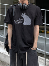ドローイングキャットハーフTシャツ