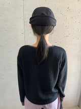 Hom ヘアリーボタン カラーマッチングニットTシャツ