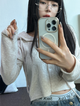 SEMI SEE THROUGH BOUCLE HOODIE CARDIGAN 🩵🩶🖤🧸4COLOR