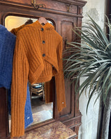 CROPPED HOODIE CARDIGAN - CAMEL BROWN