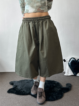 Frendi Cotton Multi Over Long Bermuda Pants 5 Color 