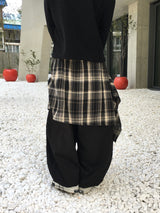 ラフィチェックレイヤードワイドパンツ 2C