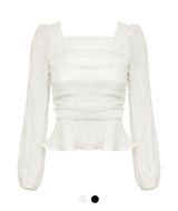 Muse Shirring Square Neck Blouse