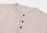 Look & P ヘンリーネックボタンケーブルオーバーフィットニット