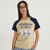 マルチーズアーカイブラグランハーフスリーブTシャツ