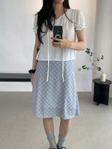 Yourty Lace Puff Short Sleeve Blouse