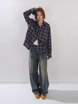 (UNISEX) ピンタックワイドデニムパンツ