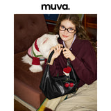 muva. Top‑Layer Cowhide Dumpling‑Shape Bag, Genuine‑Leather Large‑Capacity Shoulder & Cross‑body Daily Purse, New Arrival Sep 26