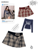 Heart Buckle Preppy Checkered Mini Skirt
