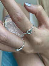 Mint silver-pearl beads ring SET