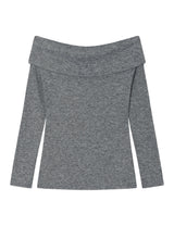 BUTTON OFF-SHOULDER KNIT(GREY)