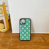Flower check pattern epoxy bumper case (green)