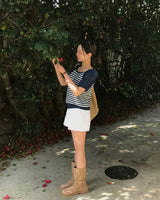 [MADE] Hi, raglan stripe short-sleeved knit