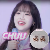 [CHUU Piercing] Heart Crystal and Ribbon Piercing - Rosegold