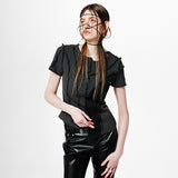 Asymmetric Layered Wave Cut T-Shirt