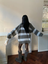 Hazy Hairy Stripe Loose Rose-Fit Knit