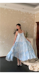 Sky Cloud Cancan Sleeveless Long One Piece
