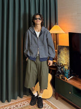 Oversized Striped Hooded Sweatshirt 2COLOR