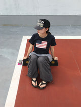 アメリカフラワーパッチ半袖Tシャツ (3c)