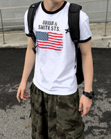 ルーアメリカンフラッグリンガーマッスルTシャツ