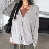 Tier V-neck Loose Fit Long Cardigan