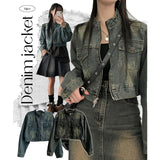 Eyelan Two-way China High-Neck Washing Denim Jacket