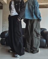Cube diagonal cargo cotton pants