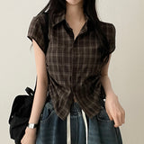 Motsu Check Side String Short Sleeve Shirt