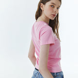 シャープロゴスリムスパンTシャツ ピンク