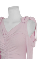 term ribbon off & shirring slim top