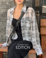 [MADE] Betin see-through checkered shirt