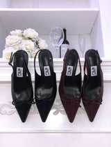 Ribbon Corset Slingback Heels