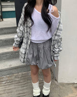(Unisex) Destroyed check shirts