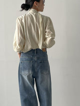Wrinkle V-Neck Tie Blouse