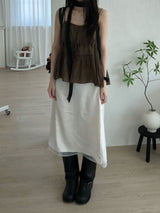 satin flower midi skirt (2 colors)
