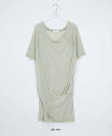 Shushup Off-Shoulder Tencel Layered Snap Short Sleeve Tee