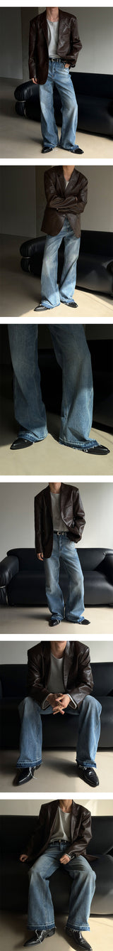 [Unisex] Fade cutting long flare denim pants