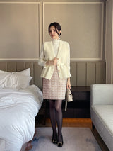 25FW★ Shumed Pearl Tweed H-Line Mini Skirt