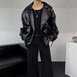 ENOC Box Oversized Fit Leather Jacket