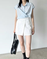letter linen wrap blouse