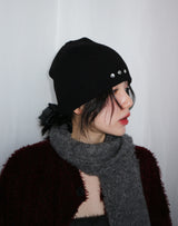 3 Cubic studded ribbed beanie (for men and women)