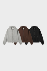 Hold rivet crop hooded zip-up
