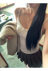 French Design Lace Sleeveless T-shirt