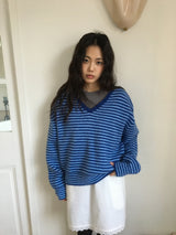 [MD Pick] カレンストライプⅤネックニット (3color)