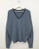 セブ ストライプド Vネック ニット (2color)