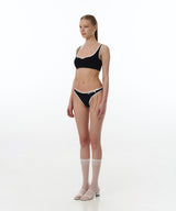 Ribbon Line Mini Short Bikini Panties (Black)
