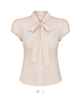 Nadine Tie Neck Puff Blouse